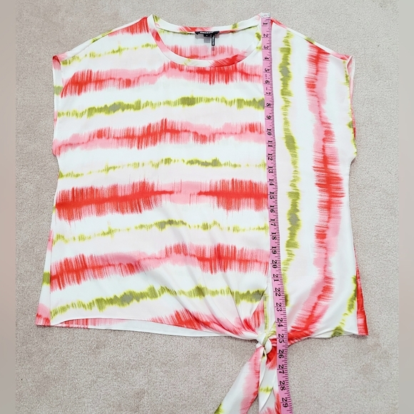 DKNY Women's Multi Colors Sleeveless Top Blouse Size Medium Tie Waist - Picture 8 of 10